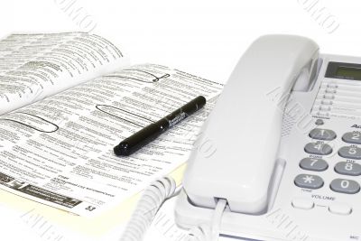 White telephone on a white background.