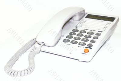 White telephone on a white background.