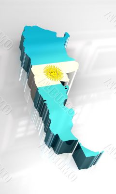 3d made - flag map of Argentina