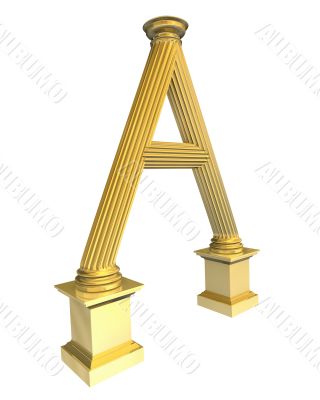 3d rendered illustration of a gold column A shaped
