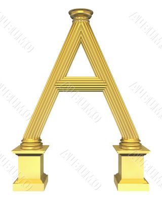 3d rendered illustration of a gold column A shaped