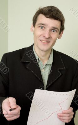 Director on a workplace with a graph