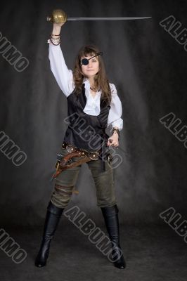 The girl - pirate with eye patch