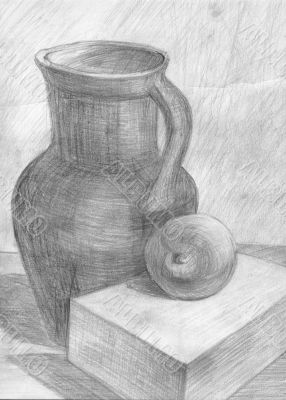  jug and apple