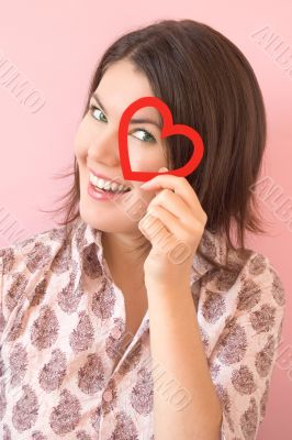 Smiling girl with heart