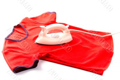 red shirt and iron