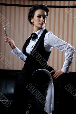 Businesswoman smoking