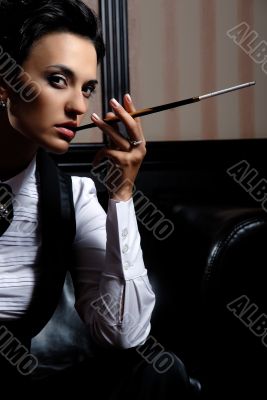 Businesswoman smoking