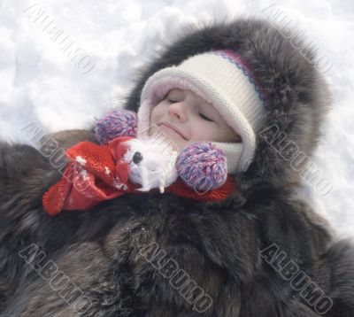 little girl in fur