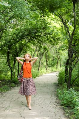 Woman in forest
