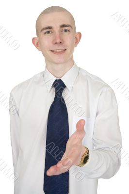 Business man with an open hand