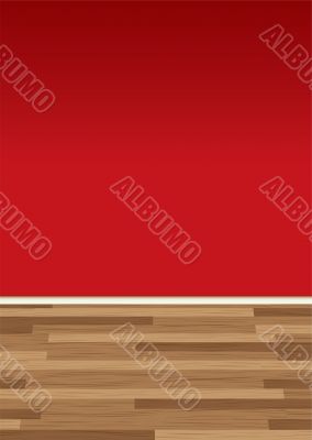wood floor wall red