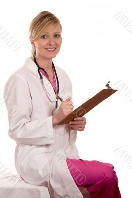 Doctor reading patient chart