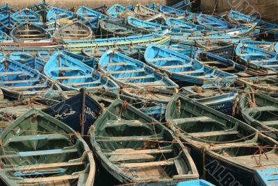 Blue wooden boats