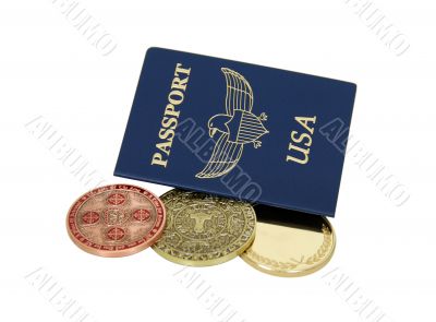 Passport and coins