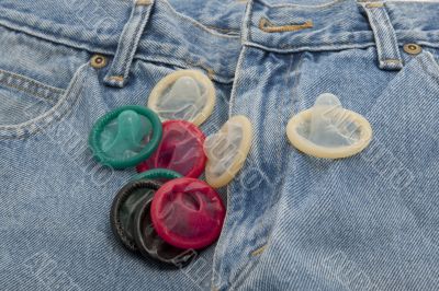 Condoms in different colors