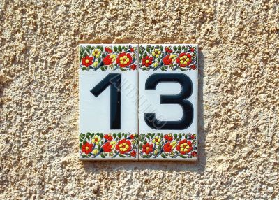Ceramic number of the house