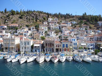 Yachts at Poros quay