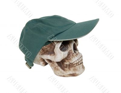 Skull and baseball cap