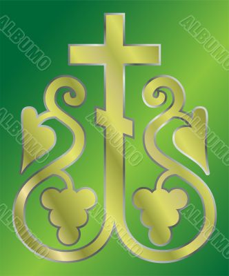 vector image of Grapes Christian Holy cross