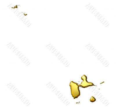 Guadeloupe 3d Golden Map