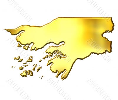 Guinea-Bissau 3d Golden Map