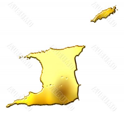 Trinidad and Tobago 3d Golden Map