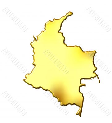 Colombia 3d Golden Map