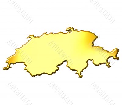 Switzerland 3d Golden Map
