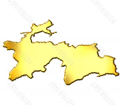 Tajikistan 3d Golden Map