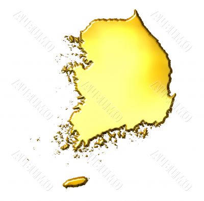 South Korea 3d Golden Map
