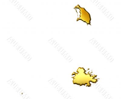 Antigua and Barbuda 3d Golden Map