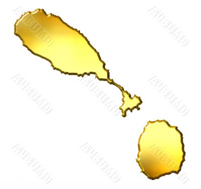 Saint Kitts and Nevis 3d Golden Map