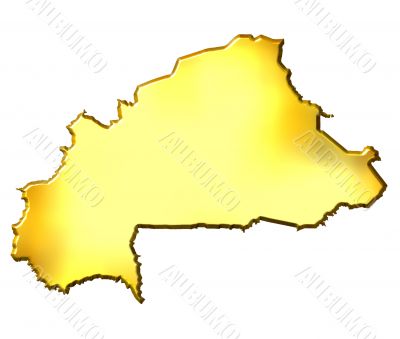 Burkina Faso 3d Golden Map