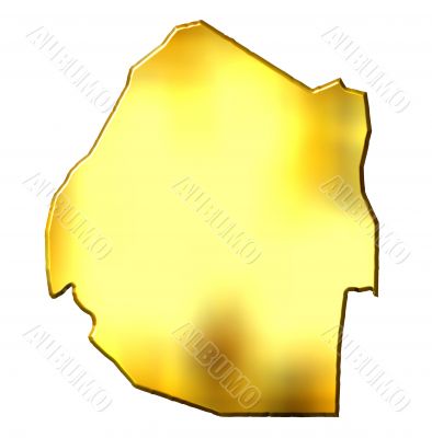 Swaziland 3d Golden Map
