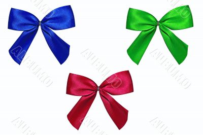 Three colored Bows Isolated on White