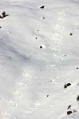 Ski tracks in the snow