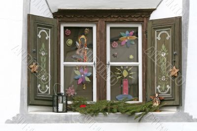 Window with christmas decoration
