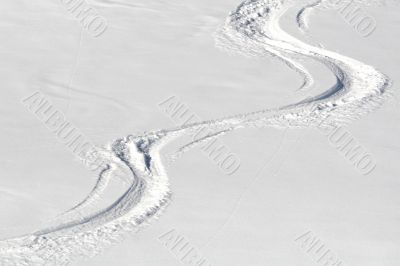 Ski tracks in the snow