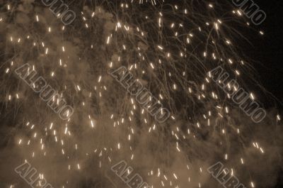 Fireworks sparkles sepia