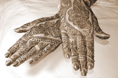 Henna Tattoo Design on Hands sepia