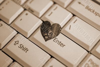 Enter My Heart on Valentine`s Day sepia