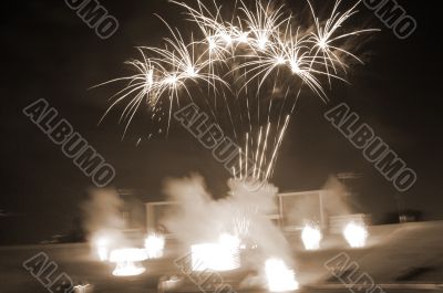 Fireworks and Celebration sepia