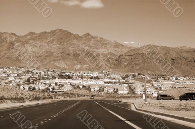 road trip sepia