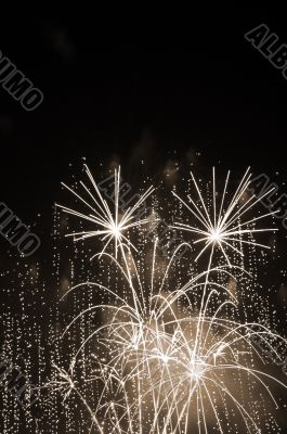 Fireworks in Blue sepia