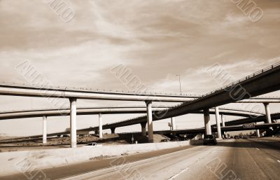 Overpass America Freeway System sepia