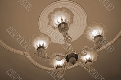 Chandelier with lights sepia