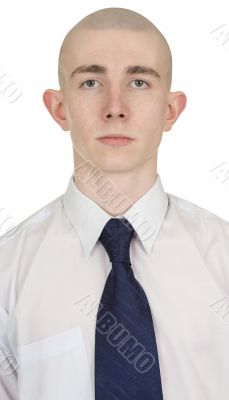 Portrait of the young man on a white background