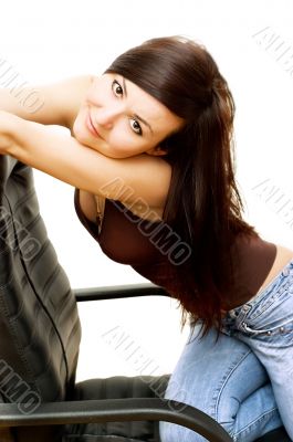 Brunette in jeans