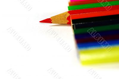 Color pencils on white background